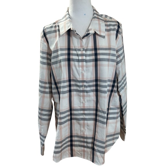 Coldwater Creek Woman's Long Sleeve‎ Button Down Plaid Shirt Sz 18 - Picture 1 of 6